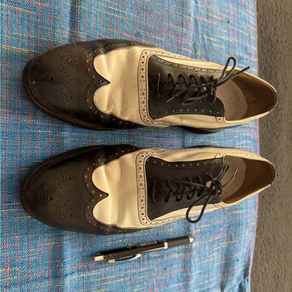 VINTAGE Spectator BRAGANO for COLE HAAN Wingtip Oxford Dress Shoes 8 D ITALY - Picture 3 of 6